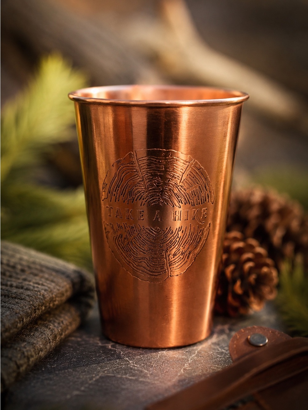 Handmade United By Blue Copper Tumbler 16 Take A Hike Camping Cabin Outdoor Cup